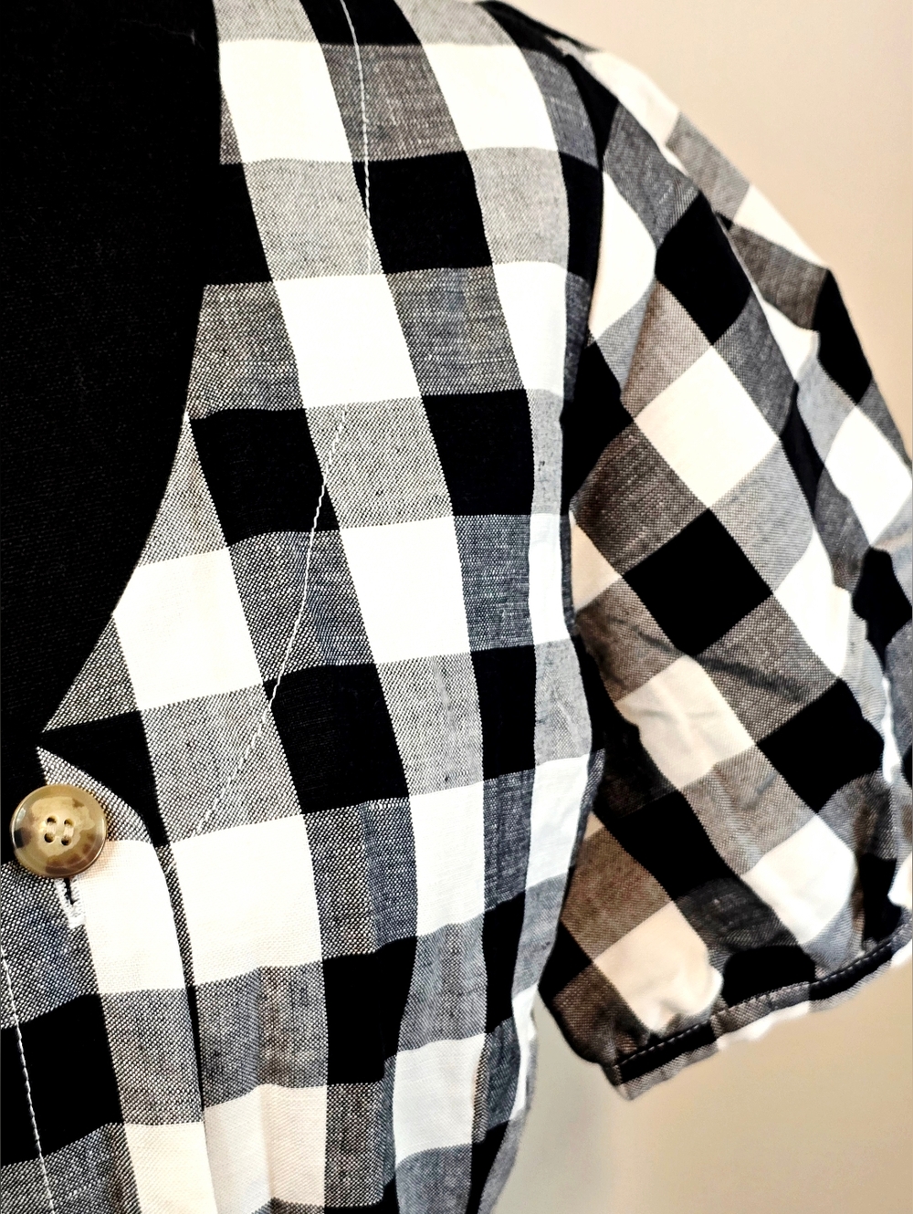 LOFT Black White Gingham Dress Teacher Linen Blend Cottagecore Coastal Preppy - Picture 5 of 12